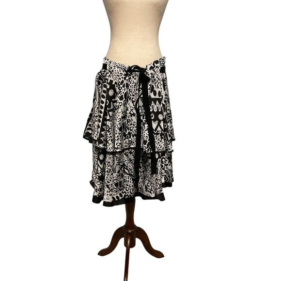 Lapis Layered Ruffle Skirt Animal Print Size L - Picture 2 of 10